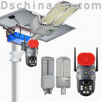 带摄像头的太阳能路灯，具备4G、WiFi功能，适用于农场、花园、庭院等户外场景，一体式无线太阳能灯，兼作闭路电视监控摄像头 