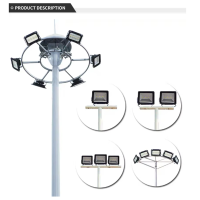 High - mast lighting tower with an adjustable pole ranging from 15m to 40m, suitable for large outdoor spaces. - 1—49