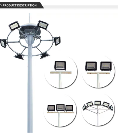 High - mast lighting tower with an adjustable pole ranging from 15m to 40m, suitable for large outdoor spaces. - 1—49