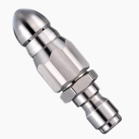 Mouse head high-pressure nozzle Stainless steel high-pressure sewer dredging water rat nozzle with 1/4 front and six rear nozzles