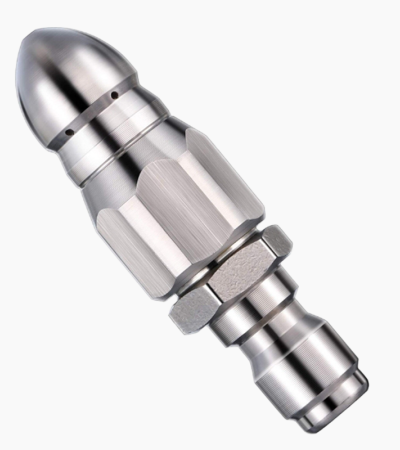 Mouse head high-pressure nozzle Stainless steel high-pressure sewer dredging water rat nozzle with 1/4 front and six rear nozzles