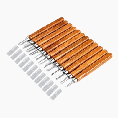 Factory wholesale carbon steel sculpture knives, 12PCS wood carving knife set, DIY sculpture for woodworking experts and beginners.  - 100-499