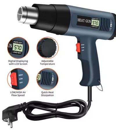 Hot double airflow speed liquid crystal digital display hot air gun
