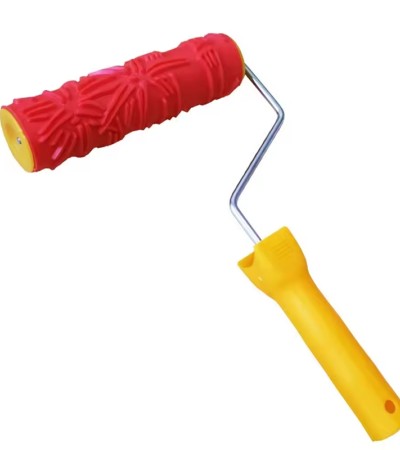 Painting Roller with Handle, 7-inch Rubber Embossed Texture Wall Printing Roller Tool