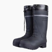 Factory-direct rain boots, rain shoes, high-top rain boots, wading pants - Black cotton shoes The height of the shaft is 38/44