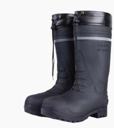 Factory-direct rain boots, rain shoes, high-top rain boots, wading pants - Black cotton shoes The height of the shaft is 38/44